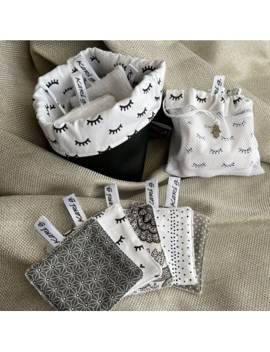 Lote 10 toalhetes + Cesto impermeável + Saquinho para a máquina de lavar