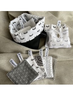 Lote 10 toalhetes + Cesto impermeável + Saquinho para a máquina de lavar