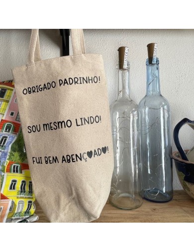 Mala de mão para garrafa com personalização - Bege