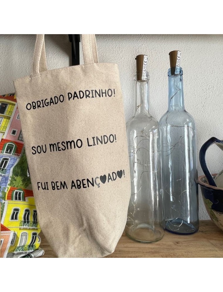 Mala de mão para garrafa com personalização - Bege