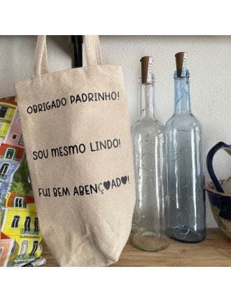 Mala de mão para garrafa com personalização - Bege