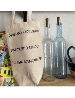 Mala de mão para garrafa com personalização - Bege