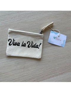 Carteira mini de tecido, com fecho, com personalização - Bege