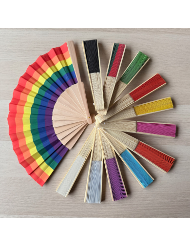 Leque de madeira, com personalização - Preto