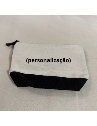 Bolsa- Bicolor (preto + bege) com fecho, com personalização