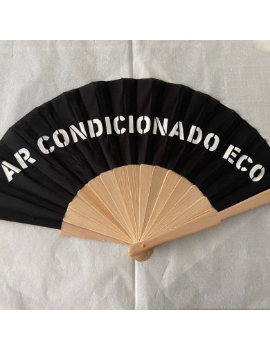 Leque de madeira, com personalização - Preto