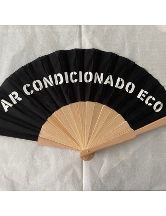 Leque de madeira, com personalização - Preto