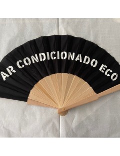 Leque de madeira, com personalização - Preto