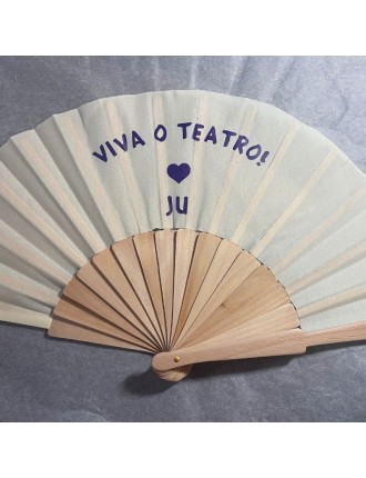 Leque de Madeira com personalização - Bege