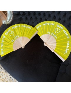 Leque de Madeira com personalização - Amarelo